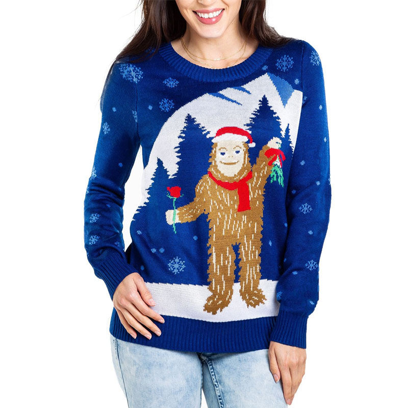 Romantic Women Christmas Sweater Round Neck